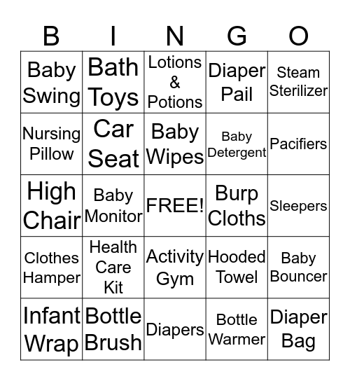 Baby Speedy Shower Bingo Card