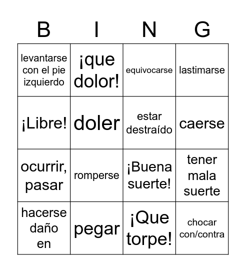 ¡Que mala suerte! Bingo Card