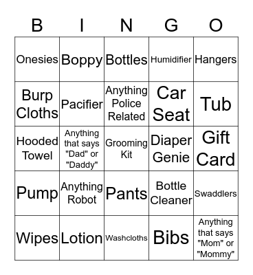Baby Boy Fritch Bingo Card