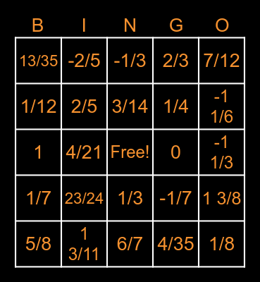 Add & Subtract Fractions Bingo Card