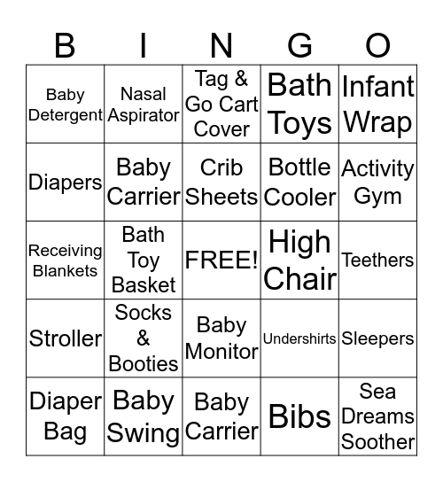 Baby Speedy Shower Bingo Card