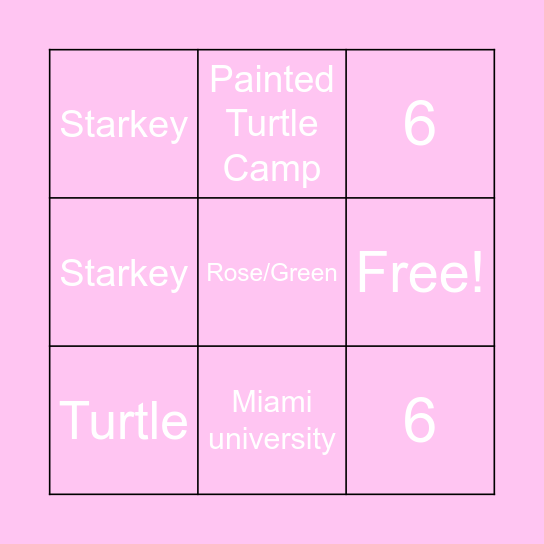 Delta Zeta Bingo Card