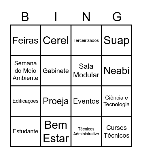 Bingo do IFMS - Campus Jardim Bingo Card