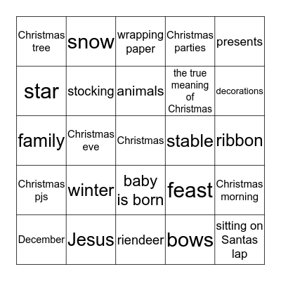 Christmas Bingo Card