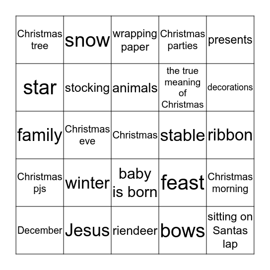 Christmas Bingo Card