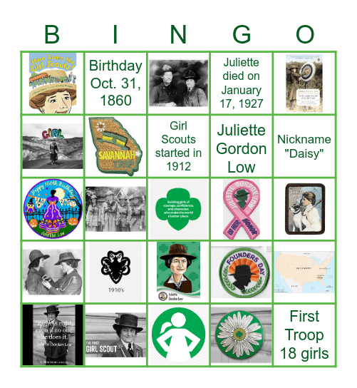 The First Girl Scout Bingo Card