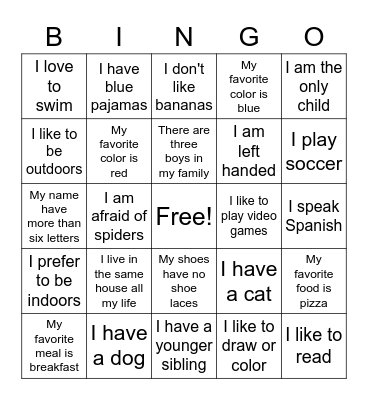 Ice Breaker Bingo Card