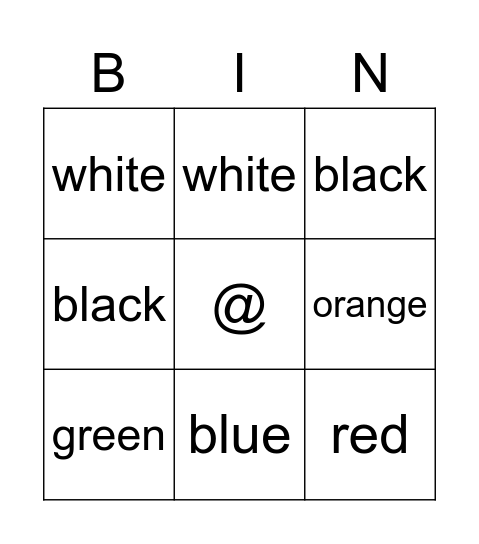 Colors Bingo Card