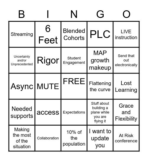 DISTANCE LEARNING BINGO Card
