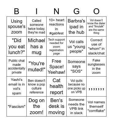 Wednesday Bingo Card