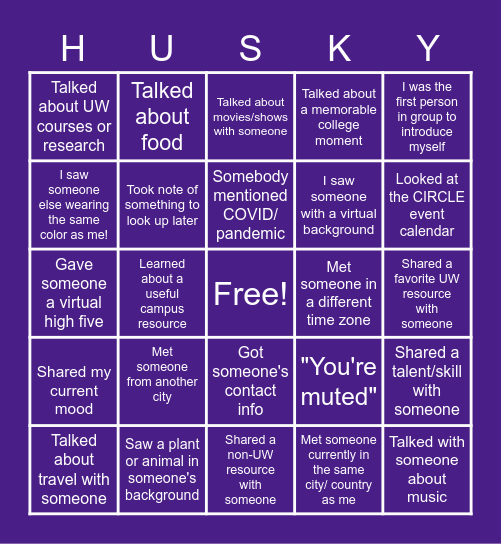 Husky Bingo! Bingo Card