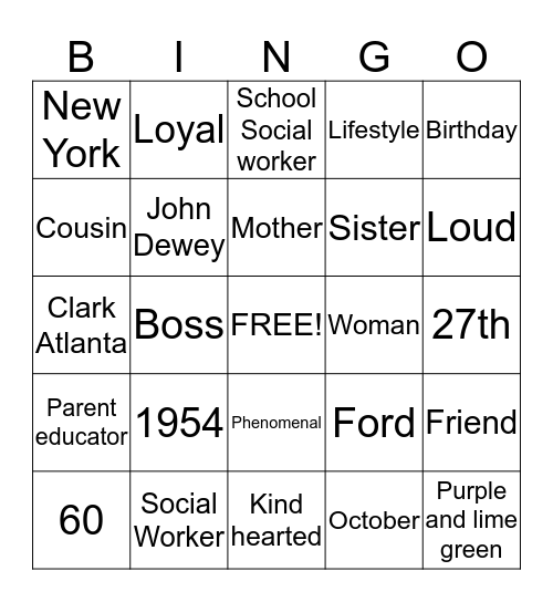 Lois Bingo  Bingo Card