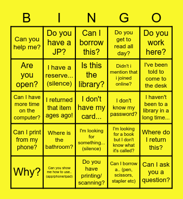 Is this the Library? Bingo Card