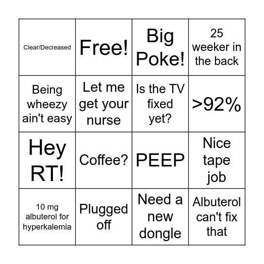 RRT BINGO Card