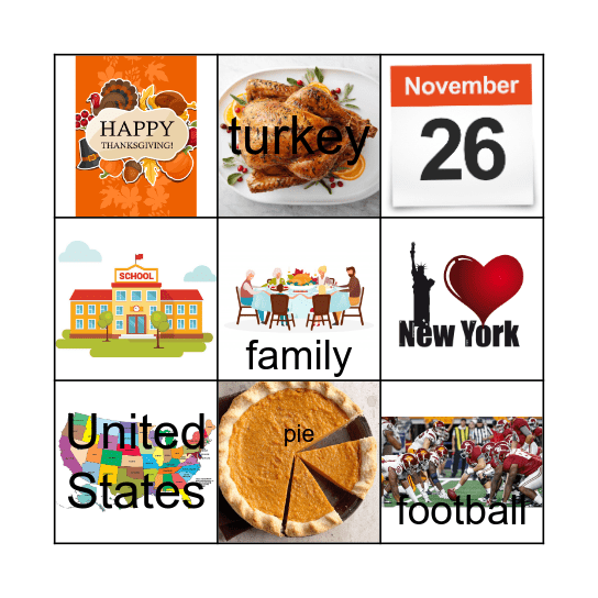 Thanksgiving Day Bingo Card
