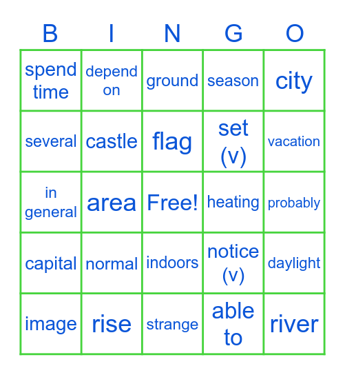 Teens Click Bingo Card