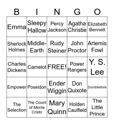 Book Club Literature Bingo Card