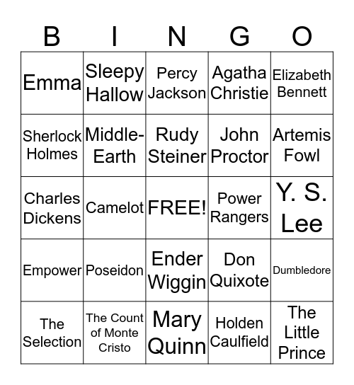 Book Club Literature Bingo Card