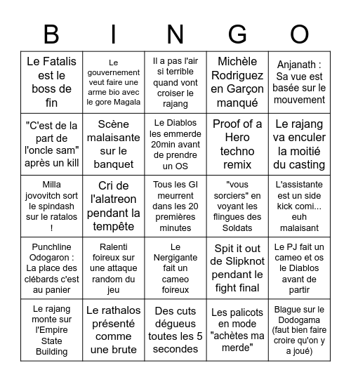 Monster Hunter VS Paul WS Anderson Bingo Card