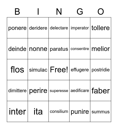 Stage 16 Vocabulary Bingo Card