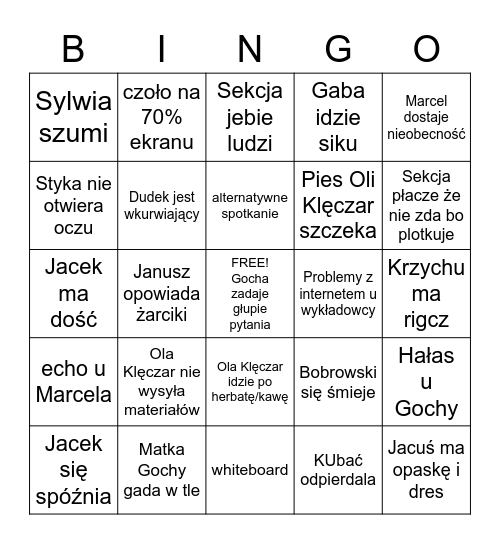 filologia klasyczna bingo Card