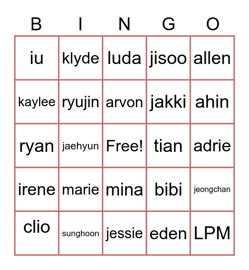 BINGO x LPM Bingo Card