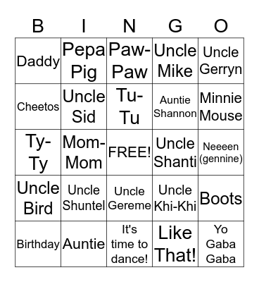 Sammantha's Birthday Bingo Card