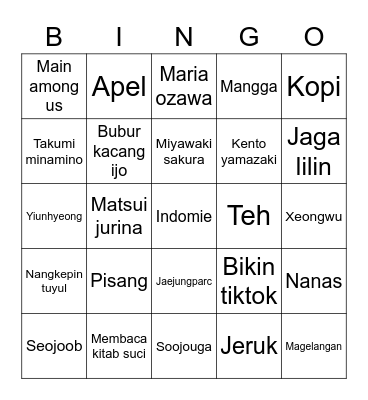 Bingo sama Nawa Bingo Card