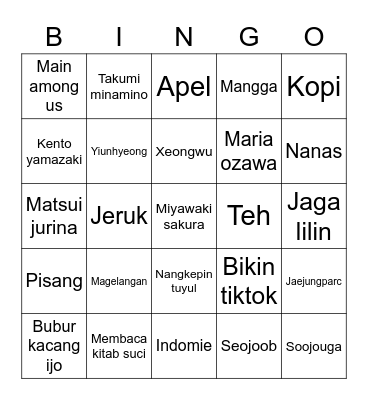 Bingo jaejungparc Bingo Card