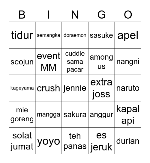 Untitled Bingo Card