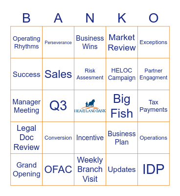 BANK- O Bingo Card