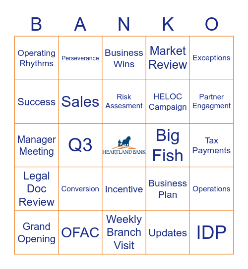 BANK- O Bingo Card