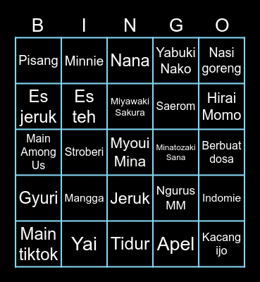 Bingo MM. Bingo Card