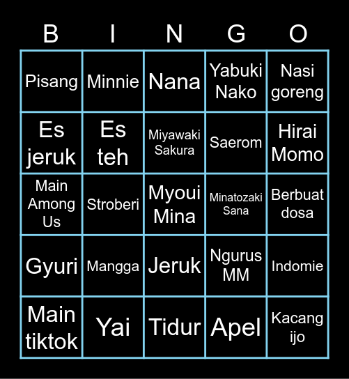 Bingo MM. Bingo Card