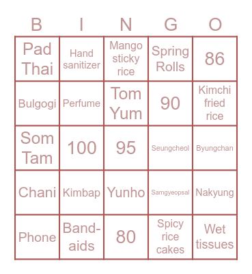 Wendy's BINGO Card