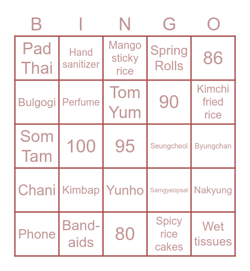 Wendy's BINGO Card