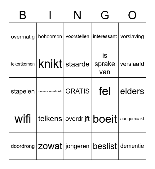 NON H2 tekst 2 Bingo Card