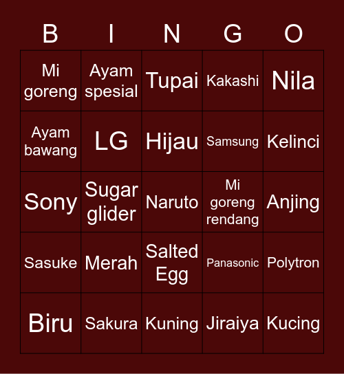 Bingo with Ayas Bingo Card