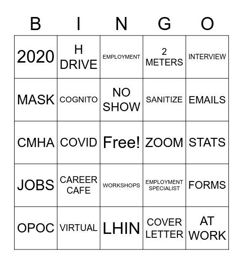 EMPLOYMENT RETREAT 2020 Bingo Card