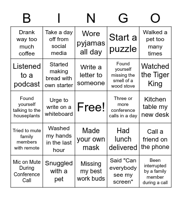 COVID Bingo Card