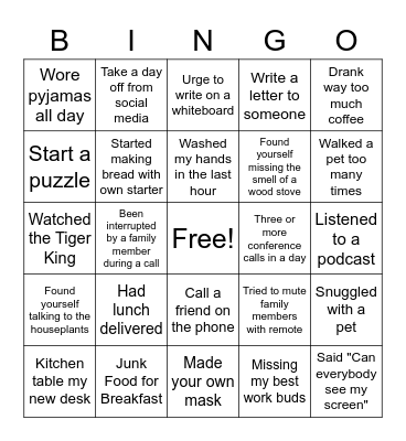 COVID Bingo Card