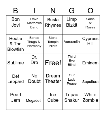Bingo 10/21 Bingo Card