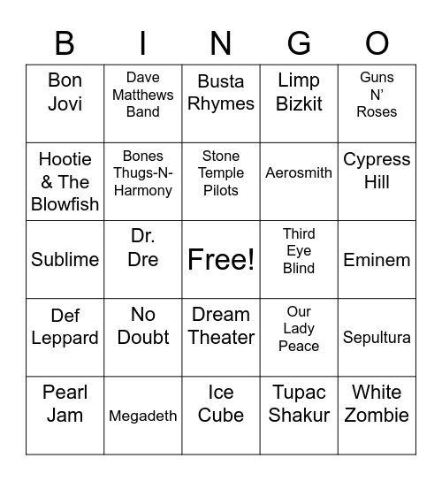 Bingo 10/21 Bingo Card
