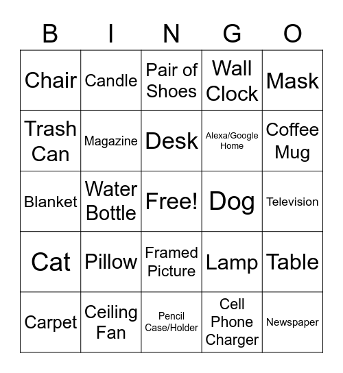 Room Bingo Card