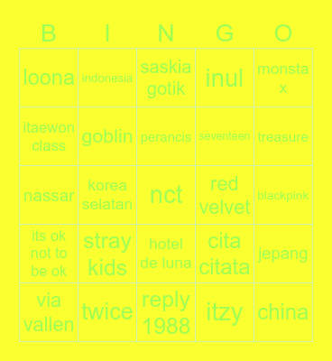 bingonya yuni Bingo Card