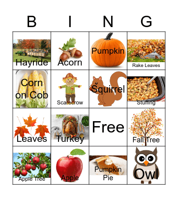 Fall Bingo Card