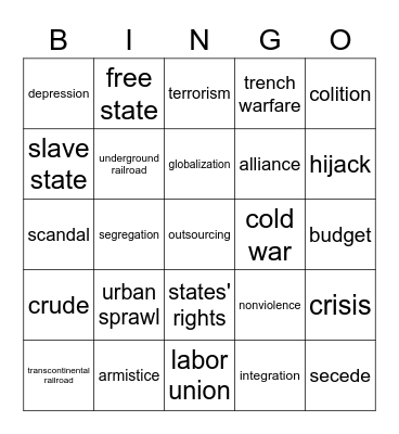 OB Unit 3 Bingo Card