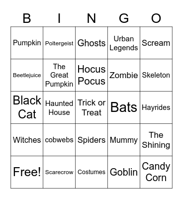 Halloween Bingo Card