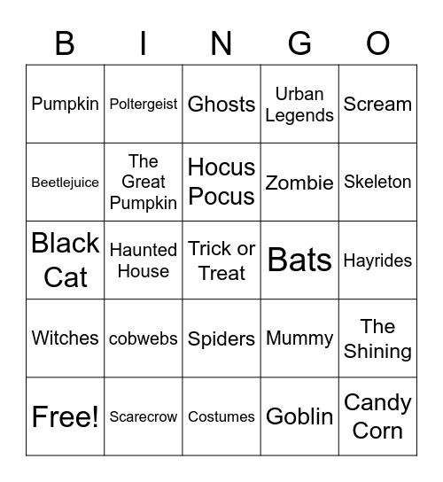 Halloween Bingo Card