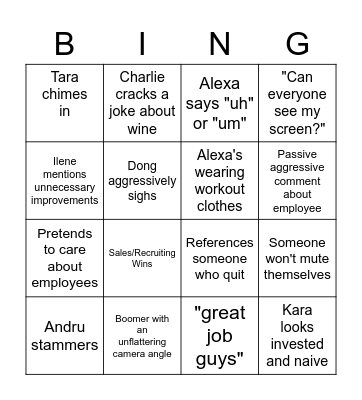 Meeting Bingo Card
